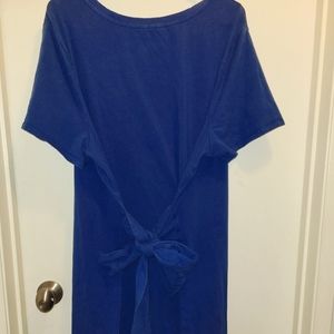 Long tunic 24/26 blue.  Attached long belt able to tie in front or back